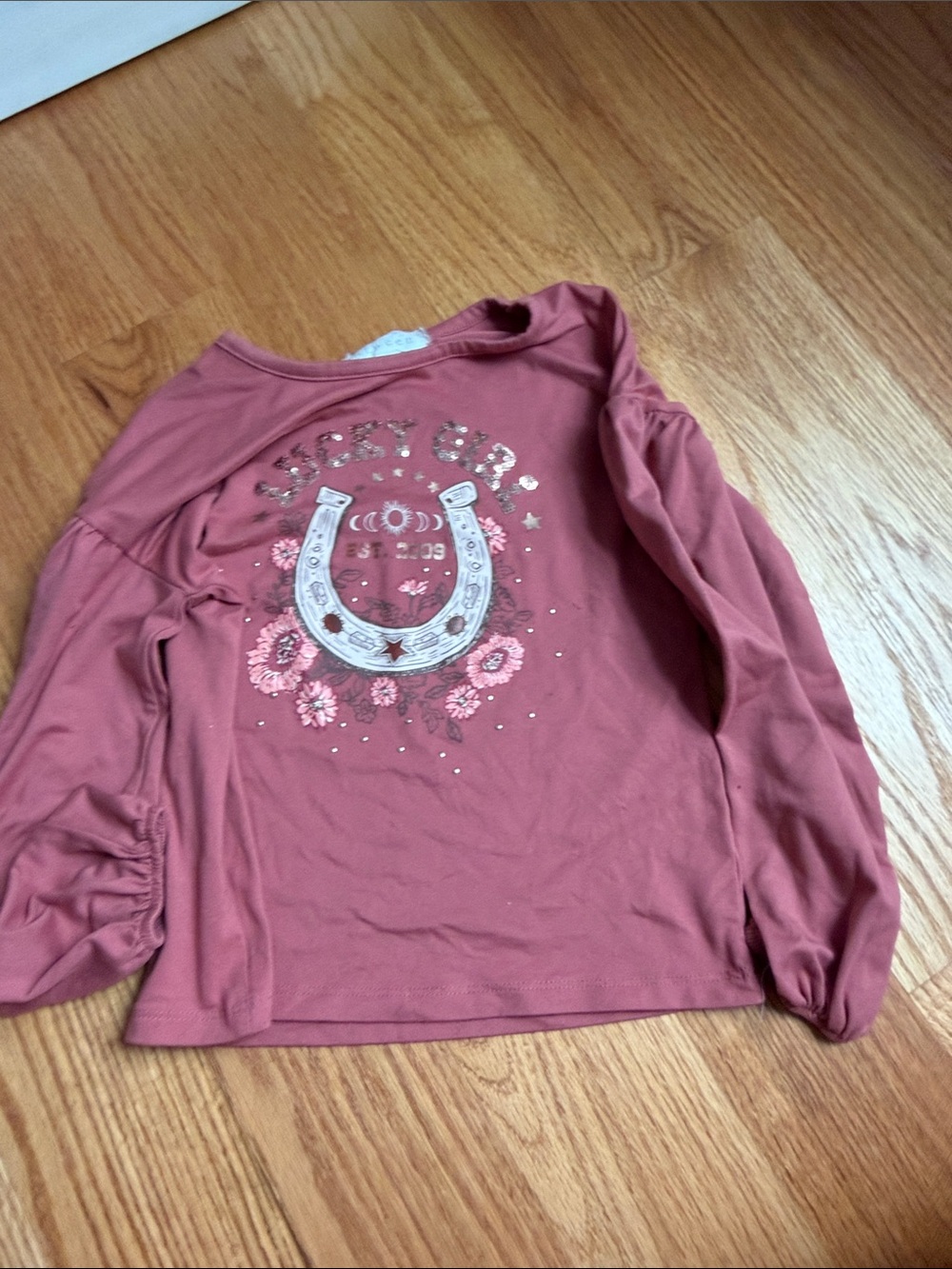 Girls' Pink Dusty Rose Long-Sleeve Graphic Top